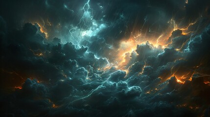 Electric Storm Over Dark Clouds