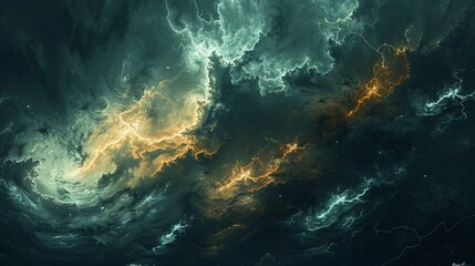 Obraz premium Cosmic Swirls of Yellow and Green