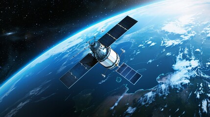 Obraz premium A satellite is flying over the Earth