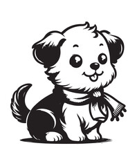 Obraz premium Cute cartoon puppy vector art,graphics Cute cartoon puppys icons set,vintage illustration Cute cartoon puppy clipart,vector Cute cartoon puppys flat style artwork design