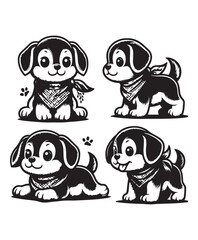 Cute cartoon puppy vector art,graphics Cute cartoon puppys icons set,vintage illustration Cute cartoon puppy clipart,vector Cute cartoon puppys flat style artwork design
