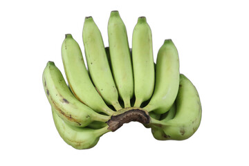 A bunch of freshly harvested green bananas on white background © Kanomaoi