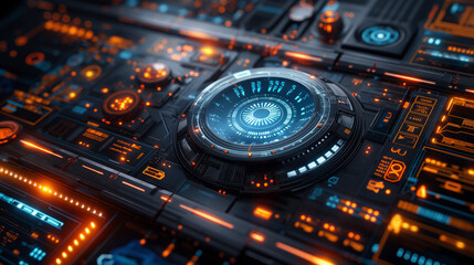 Fototapeta premium holographic interface for a futuristic spaceship control panel 
