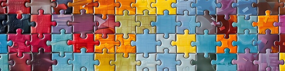 Fototapeta premium A colorful mosaic of puzzle pieces fitting perfectly together, symbolizing the harmony and fit of true friendships.
