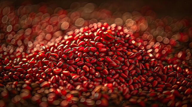 Crimson seeds color food fabric. Generative AI