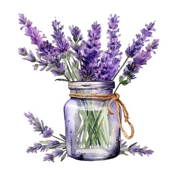 recommend clip art: Lavender jar watercolor illustration, lavender clipart