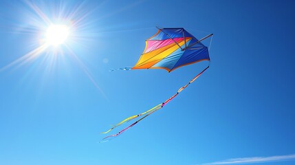 A colorful kite soaring high in a cloudless sky, capturing the freedom and joy found in friendships.