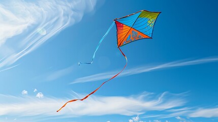 A colorful kite soaring high in a cloudless sky, capturing the freedom and joy found in friendships.