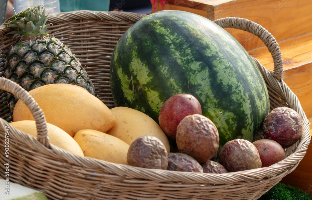 Sticker watermelon fruit at the market