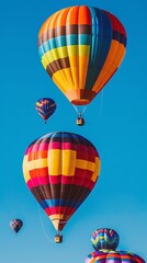 Obraz premium A colorful hot air balloon festival against a clear blue sky, capturing the joy and adventure of friendships.