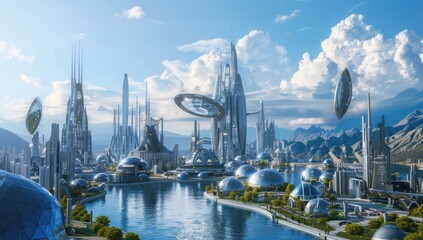 Naklejka premium Futuristic Cityscape