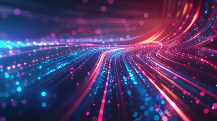 digital neon light abstract motion design. Ganerative AI