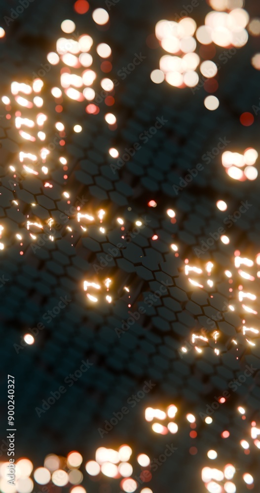 Aufkleber abstract dark geometric blocks with red and yellow light accents..
