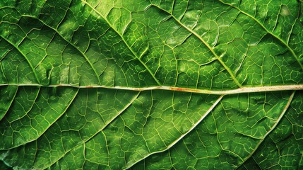 Fototapeta premium Green leaf macro. Generative AI