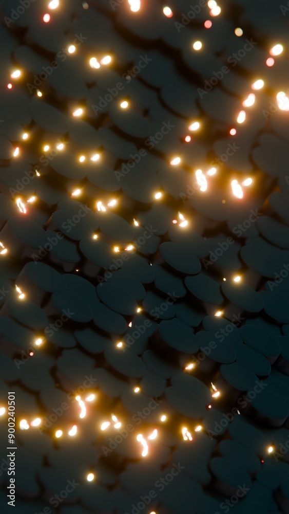 Poster Abstract 3D Tiles with Glowing Lights in a Dark Environment..