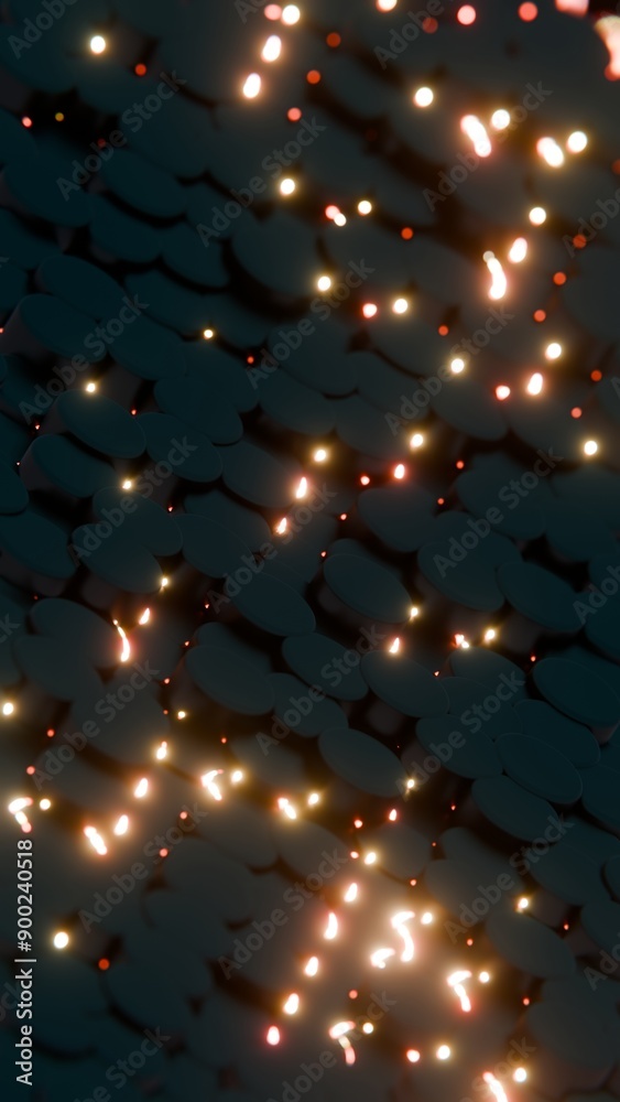 Poster Abstract 3D Tiles with Glowing Lights in a Dark Environment..