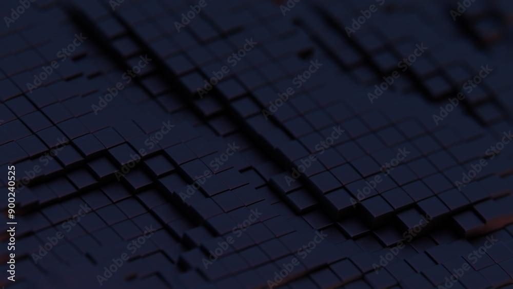 Poster Abstract 3D Tiles with Glowing Lights in a Dark Environment..