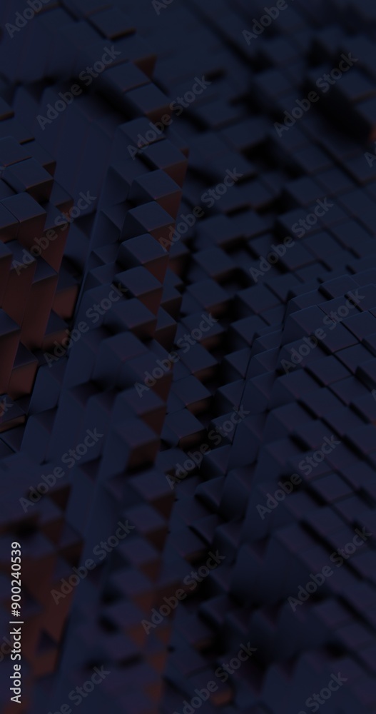 Aufkleber Abstract 3D Tiles with Glowing Lights in a Dark Environment..
