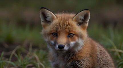 Fototapeta premium Red fox cub in nature on a sunny spring day