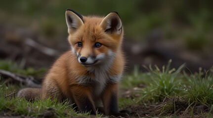 Naklejka premium Beautiful Red Fox looking up