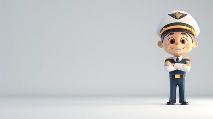 Obraz premium A cheerful cartoon pilot stands confidently, showcasing a friendly and approachable character design with a playful expression.