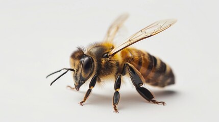 Honeybee white background isolated. Generative AI