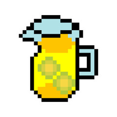 Fototapeta premium Lemonade juice with lemon in pixel art style