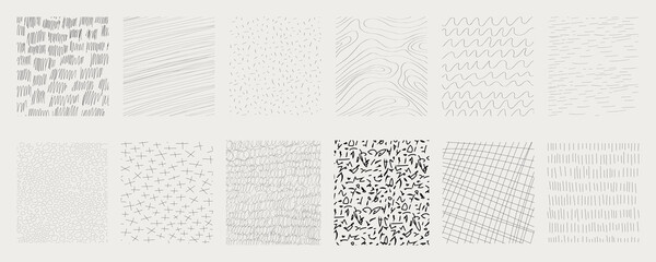 Geometric doodle pencil stripes, hand drawn sletch hatch lines. Quirky ornament minmal thin line. Set grunge texture for social media, posters, prints