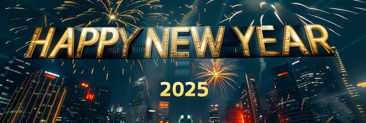 Neon Cheers: Glowing 'Happy New Year 2025' Sign Illuminates Festive Season with Modern Vibe