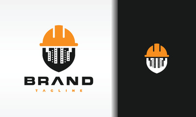 skyscraper helmet construction build logo