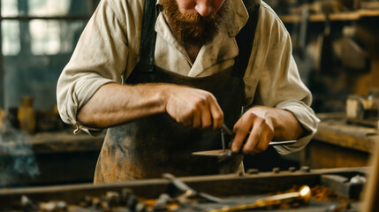 鍛治職人の手作業 - 伝統的な鉄工技術の現場