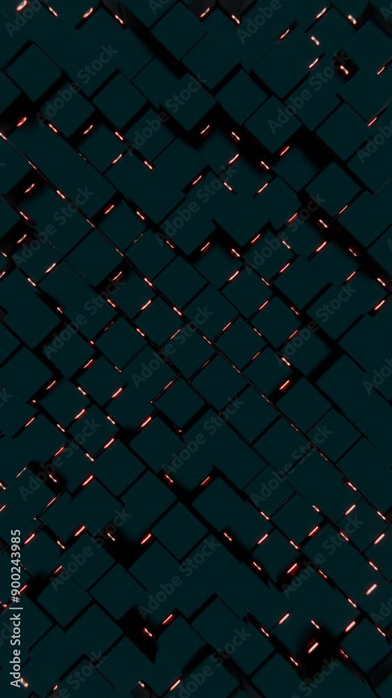 Poster abstract pattern of glowing geometric tiles with light effects