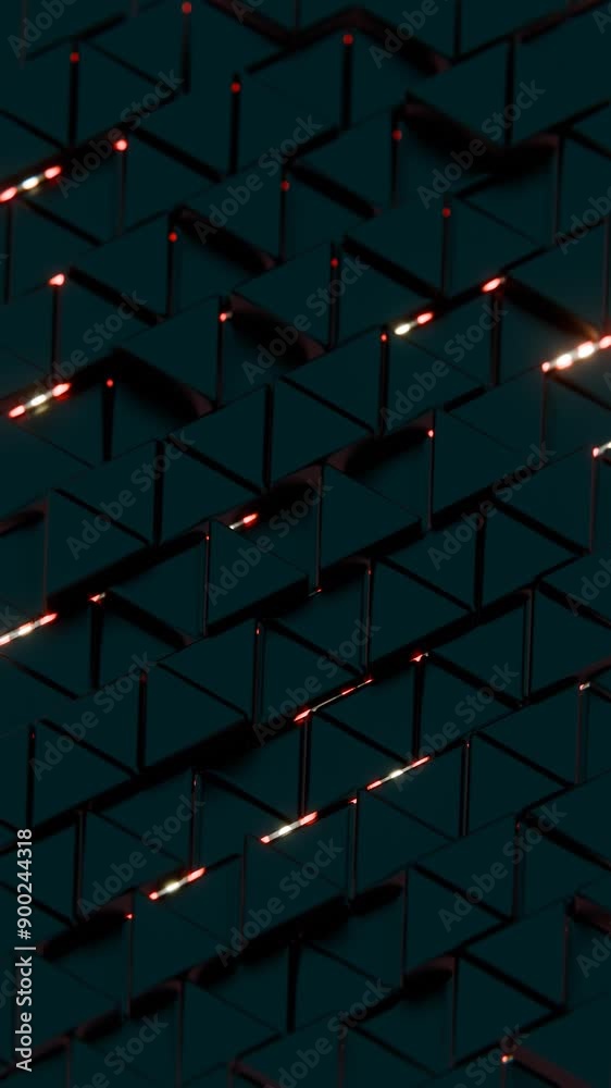 Poster Abstract Pattern of Glowing Geometric Tiles with Light Effects

