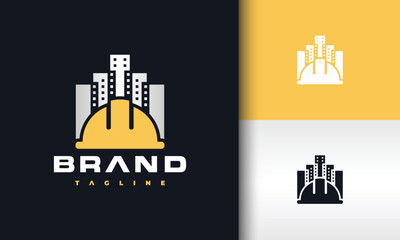 skyscraper helmet construction build logo