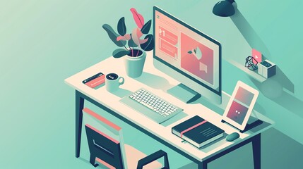 Desk with office utensils