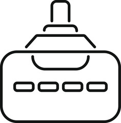 Simple outline icon of a remote control with buttons and antenna for television