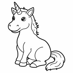 
Cute unicorn line art, unicorn line drawing coloring page. Simple flat line doodle icon design
