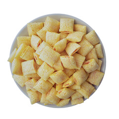 Cookies - corn cushions with a strawberry flavored filling on a white background