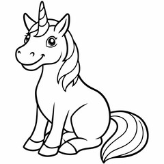 
Cute unicorn line art, unicorn line drawing coloring page. Simple flat line doodle icon design
