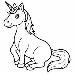 
Cute unicorn line art, unicorn line drawing coloring page. Simple flat line doodle icon design
