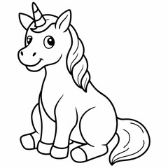 
Cute Cartoon Unicorns line art isolated on white background. Vector illustration for coloring books
