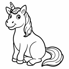 
Cute unicorn line art, unicorn line drawing coloring page. Simple flat line doodle icon design
