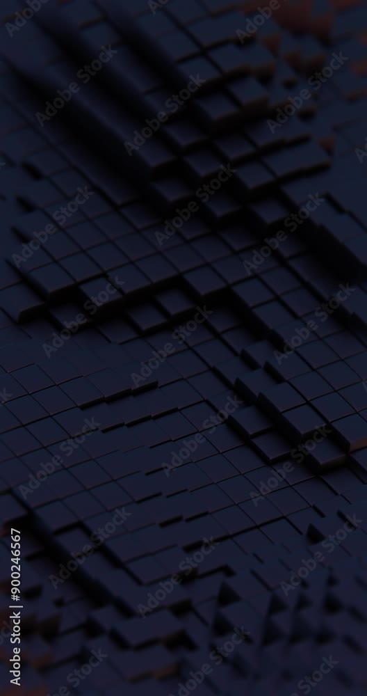 Poster abstract 3d tiles with glowing lights in a dark environment