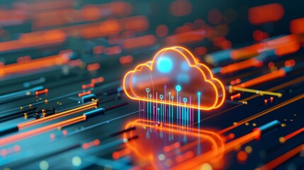 Futuristic 3D Cloud Infrastructure with Advanced Technology Nodes in Clean Studio Lights Close-Up