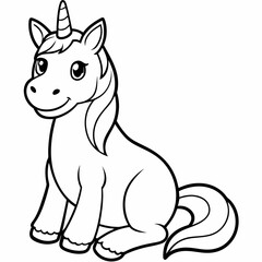 
Cute Cartoon Unicorns line art isolated on white background. Vector illustration for coloring books
