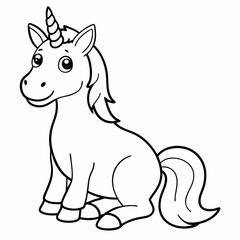 
Cute Cartoon Unicorns line art isolated on white background. Vector illustration for coloring books
