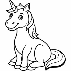 
Cute Cartoon Unicorns line art isolated on white background. Vector illustration for coloring books
