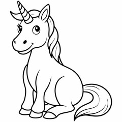 
Cute Cartoon Unicorns line art isolated on white background. Vector illustration for coloring books
