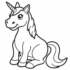 
Cute Cartoon Unicorns line art isolated on white background. Vector illustration for coloring books

