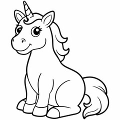 
Cute Cartoon Unicorns line art isolated on white background. Vector illustration for coloring books
